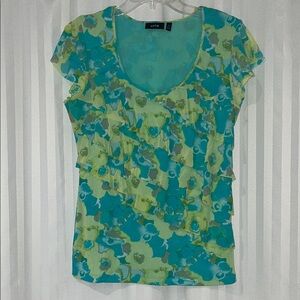 APT. 9 Women's Floral Top - Blue and Green